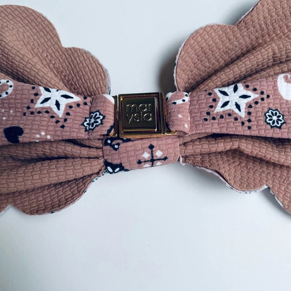 Marysia Antibes Bikini Swim Top Bandeau Pink Bandana Print Size Large NEW - Picture 4 of 5